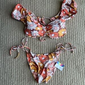 Brand NEW, never worn, P2F off the shoulder two piece swim suit